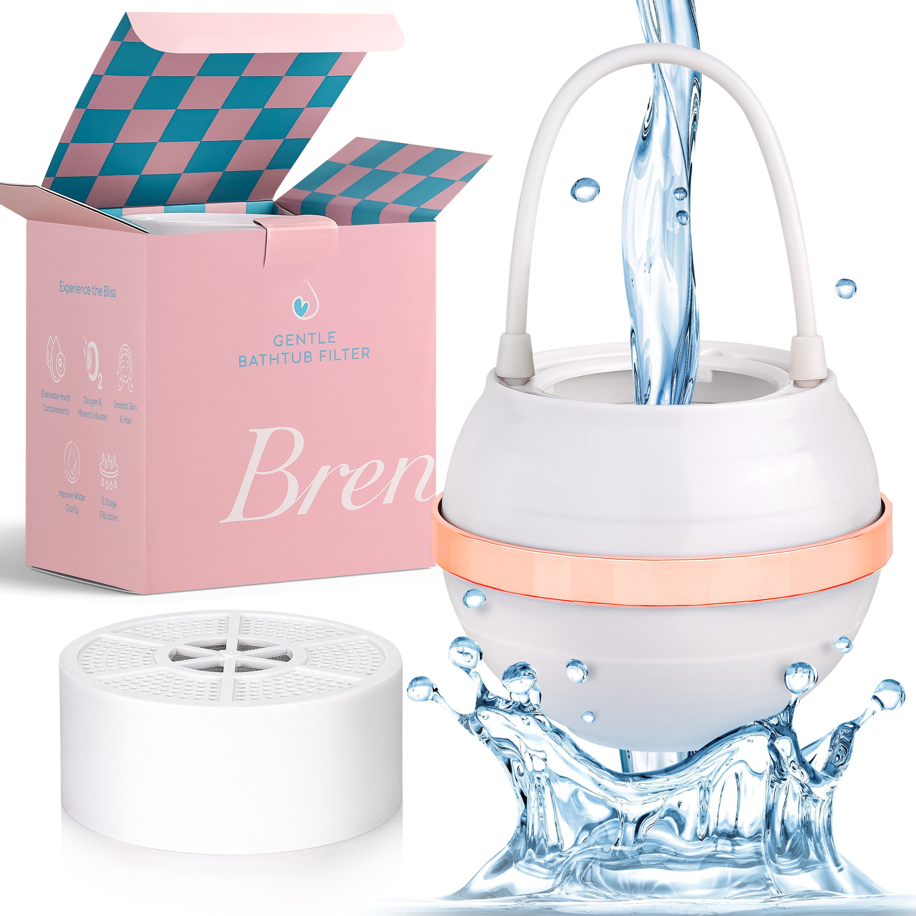 White & Rose Gold - Brenrie Bath Water Filter