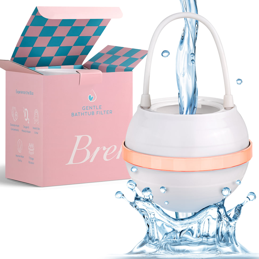 White & Rose Gold - Brenrie Bath Water Filter
