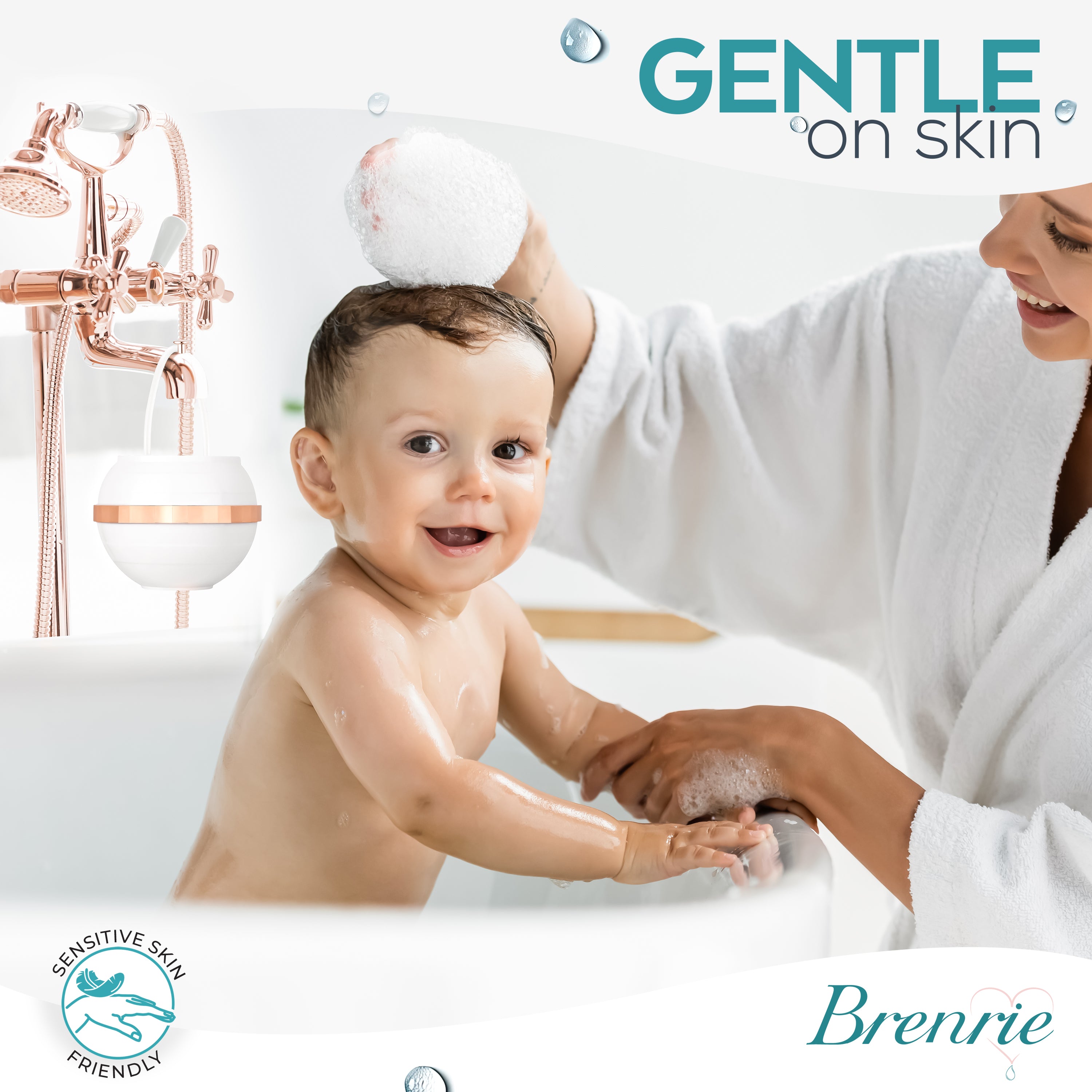 White & Rose Gold - Brenrie Bath Water Filter