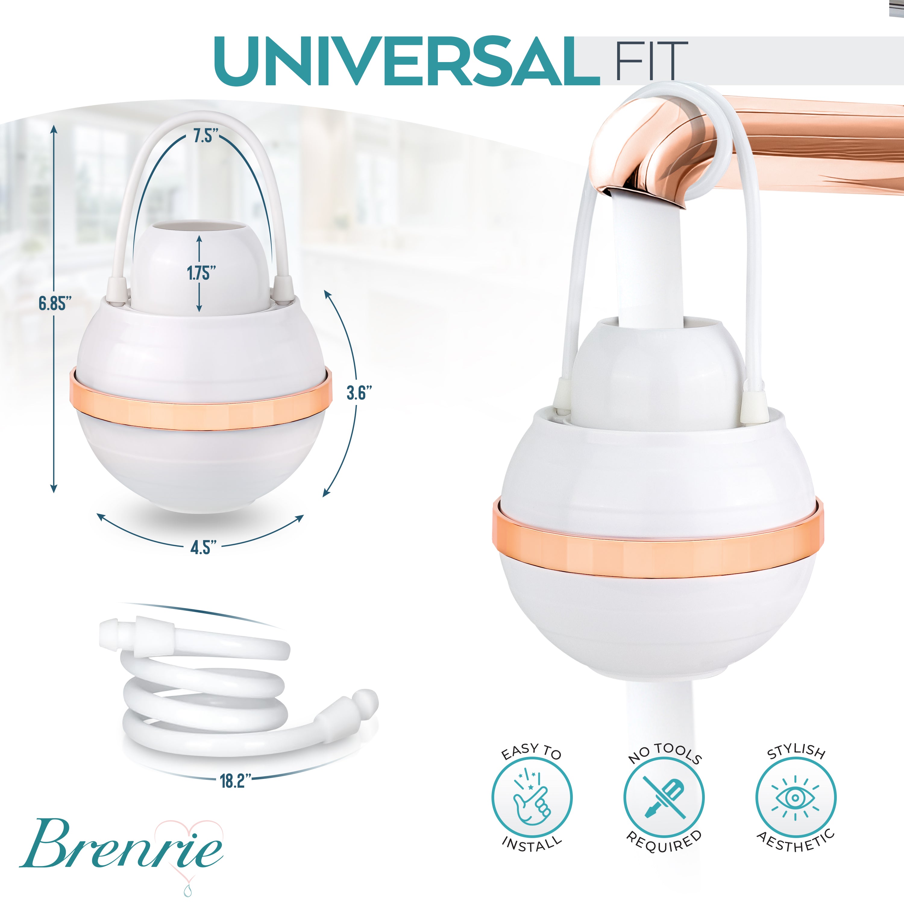 White & Rose Gold - Brenrie Bath Water Filter